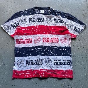 Jostens Vintage 90s New York Yankees MLB AOP Single Stitch Tee Mens XL